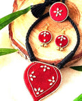 Handmade Silk Fabric Kundan Ethnic Jewellery Set