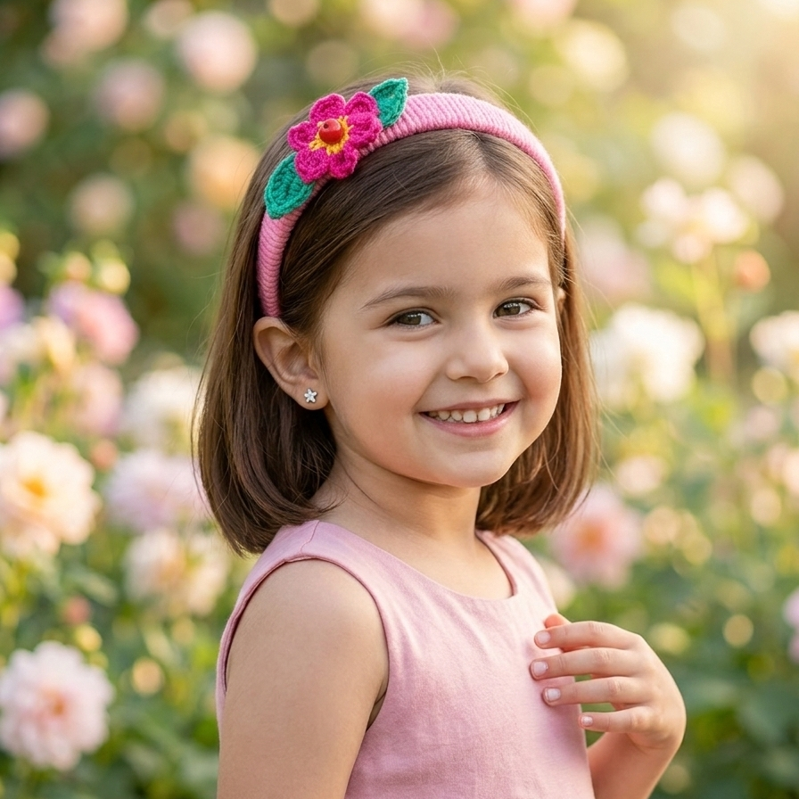 Crochet Flower Hairband – Handmade Hair Accessory for Girls & Women