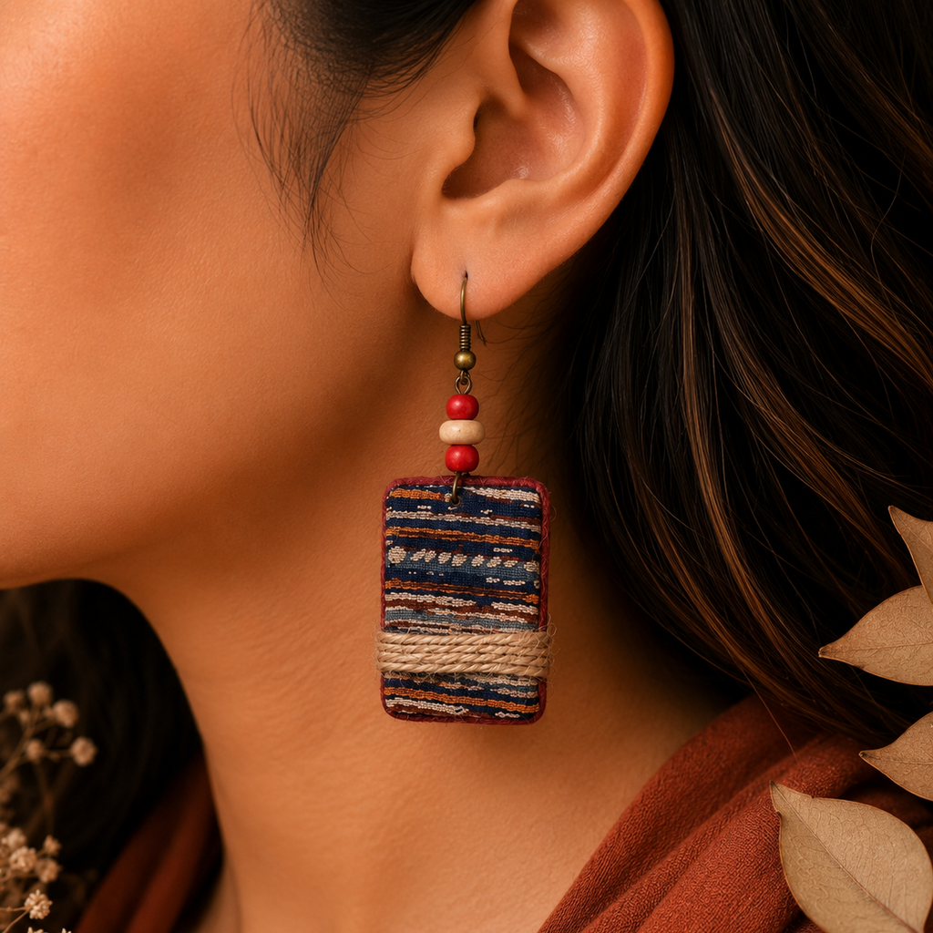 Handmade Fabric Earrings (Triangle shape)