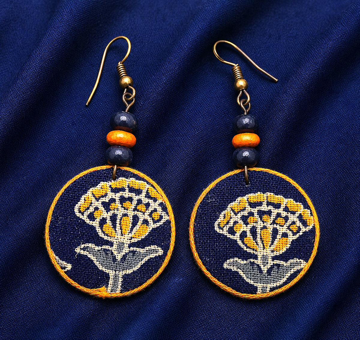 Handmade Fabric Earrings (Round Shape)