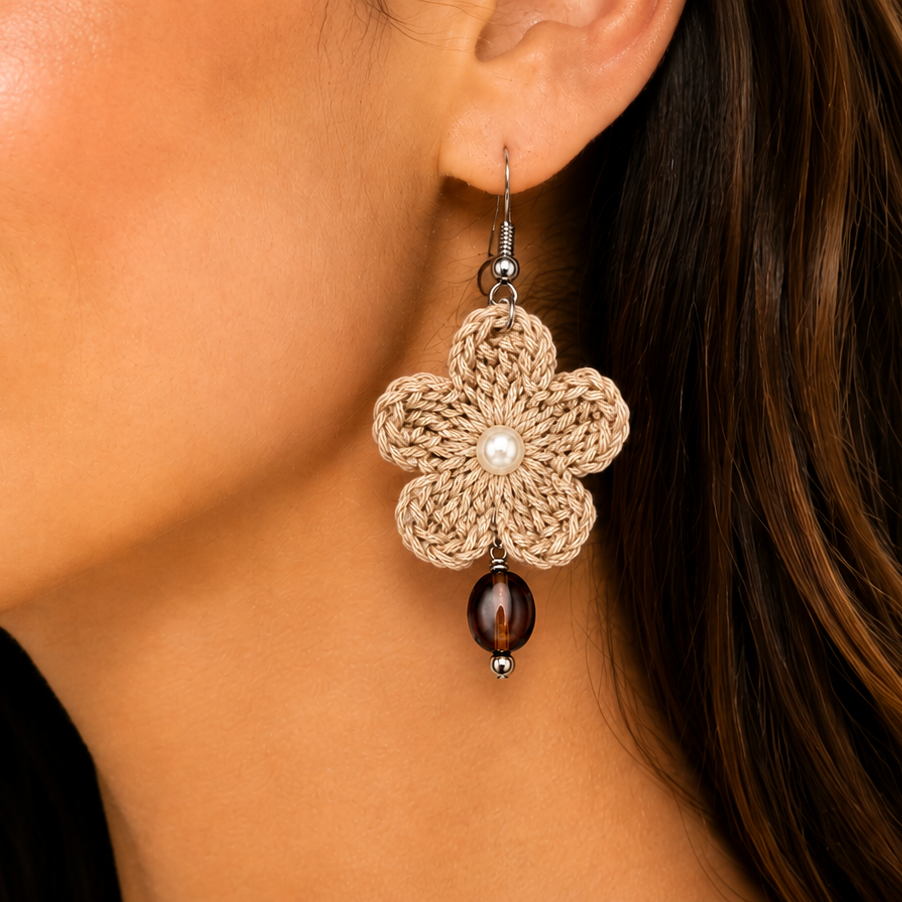 brown-handmade-crochet-flower-earrings-artisian-touch