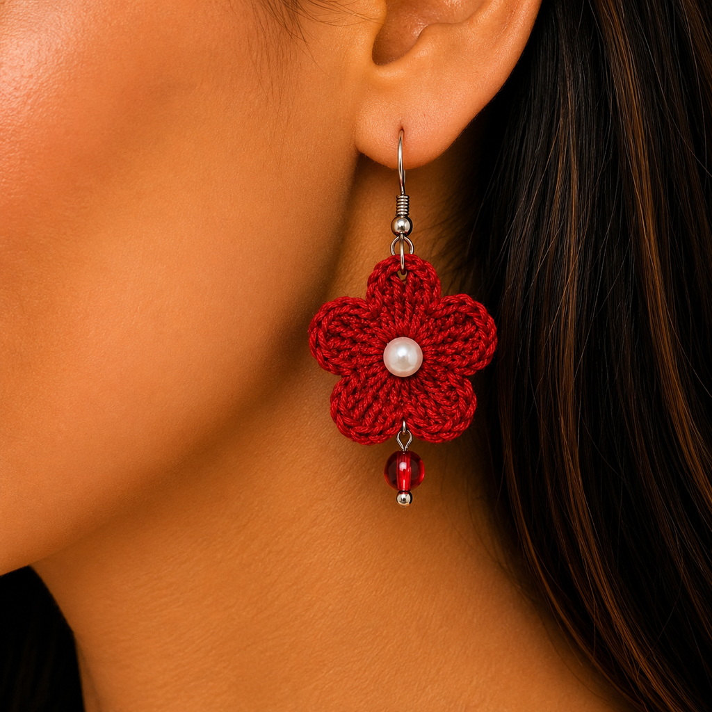 red-handmade-crochet-flower-earrings-artisian-touch